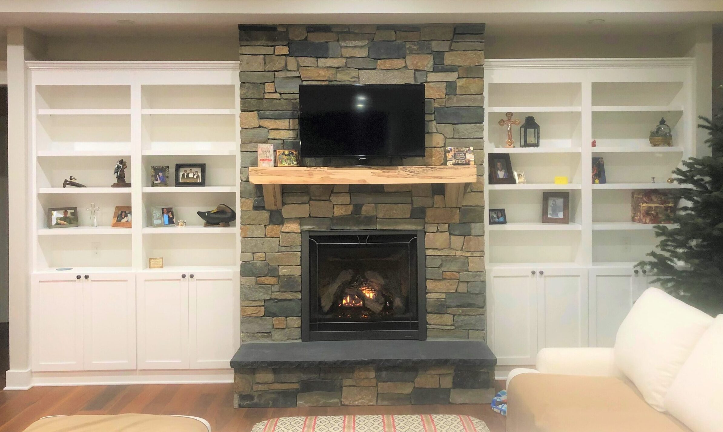 Orville Parish Stone Veneer Fireplace