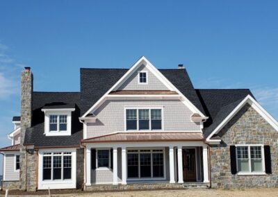 Chesapeake House Front, Autumn Crest, Front Porch Columns, Real Stone Veneer, Natural Stone Veneer, Sawn Thin Stone Veneer