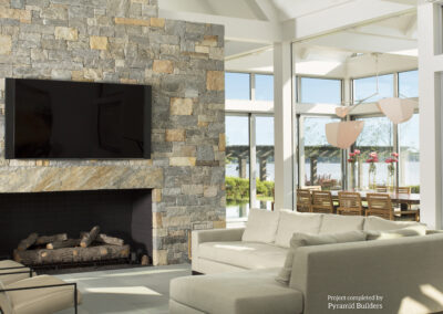 Broadwater Project, Living Room, Real Stone Veneer, Natural Stone Veneer, Sawn Thin Stone Veneer