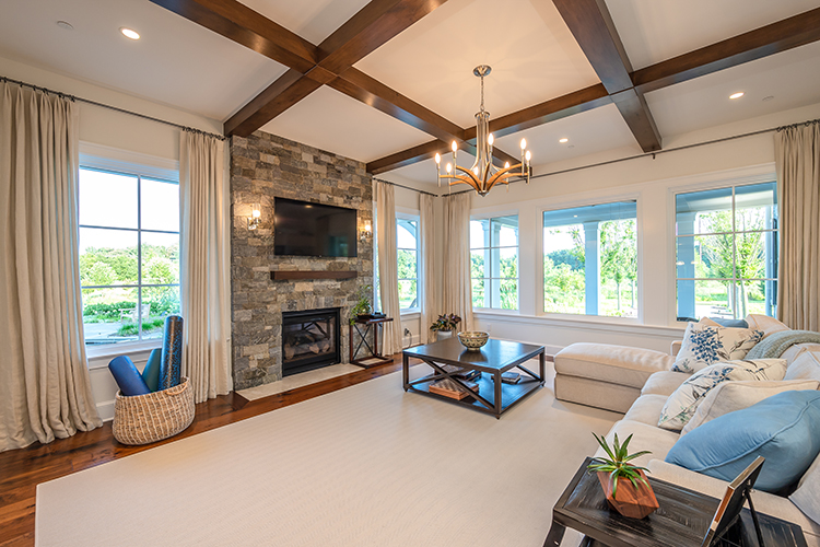 Fireplace featuring Lake George Ledgestone Natural Facing Stone Veneer