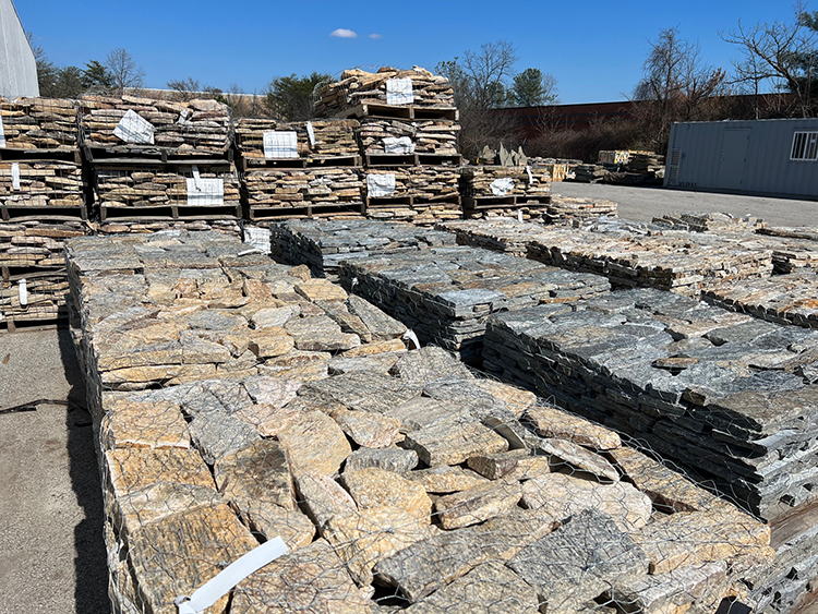 Natural Facing Stone Veneer in a stoneyard ready to ship to a project site.