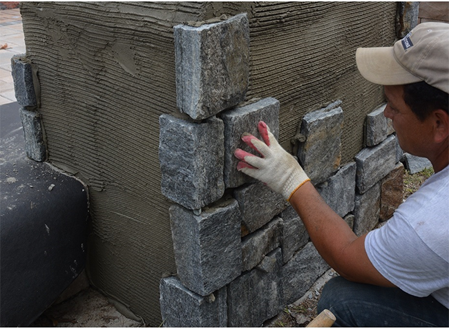 Stone veneer installation