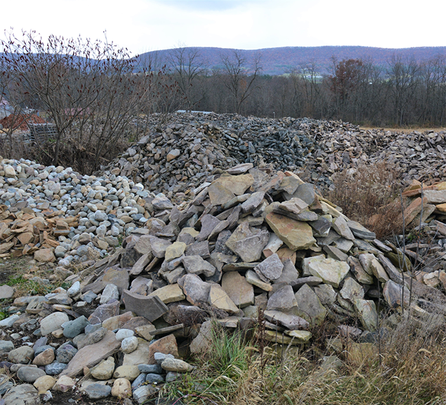 Stone Veneer Stockpile in field