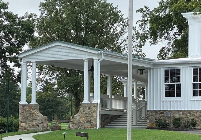 Stone veneer installed on the entrance to a county club building