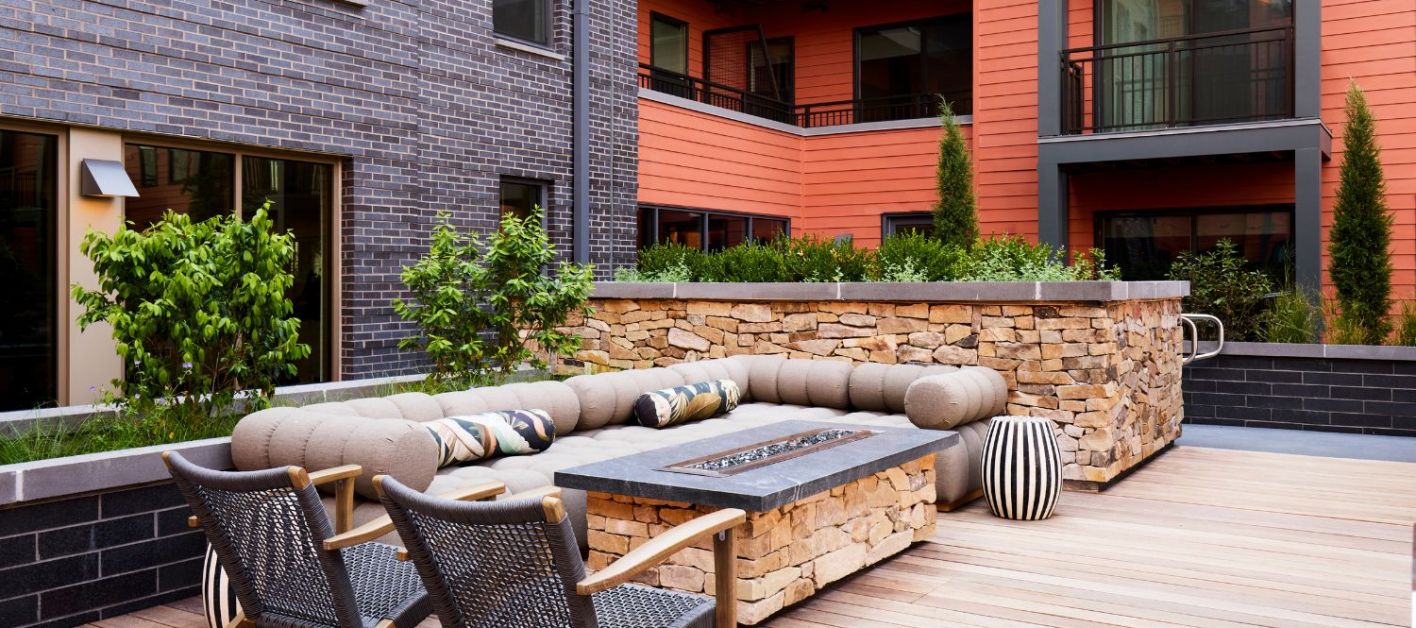 BroadandWashington Outdoor lounge Jones Bridge Rustic Ledgestone outdoor lounge