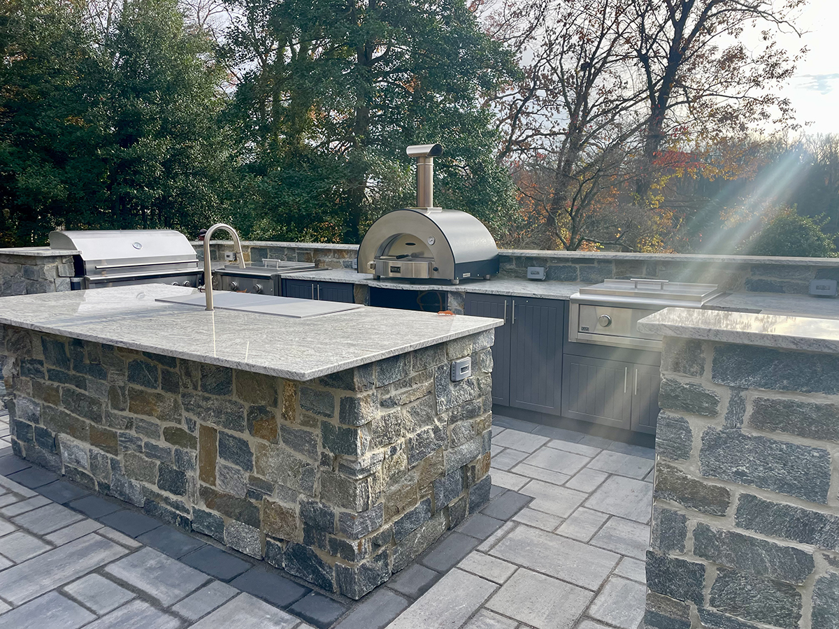 Ocean Blue Outdoor Kitchen 3 Natural Facing Ocean Blue Ledgestone Real Stone Veneer Kitchen